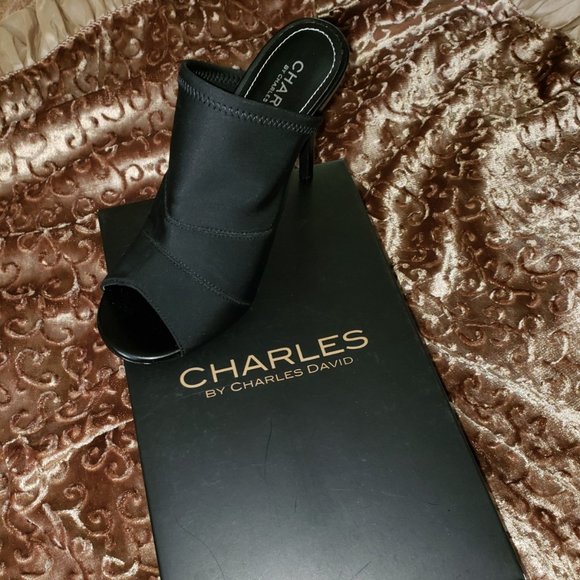 Charles David Black Slide Heel - Picture 2 of 4